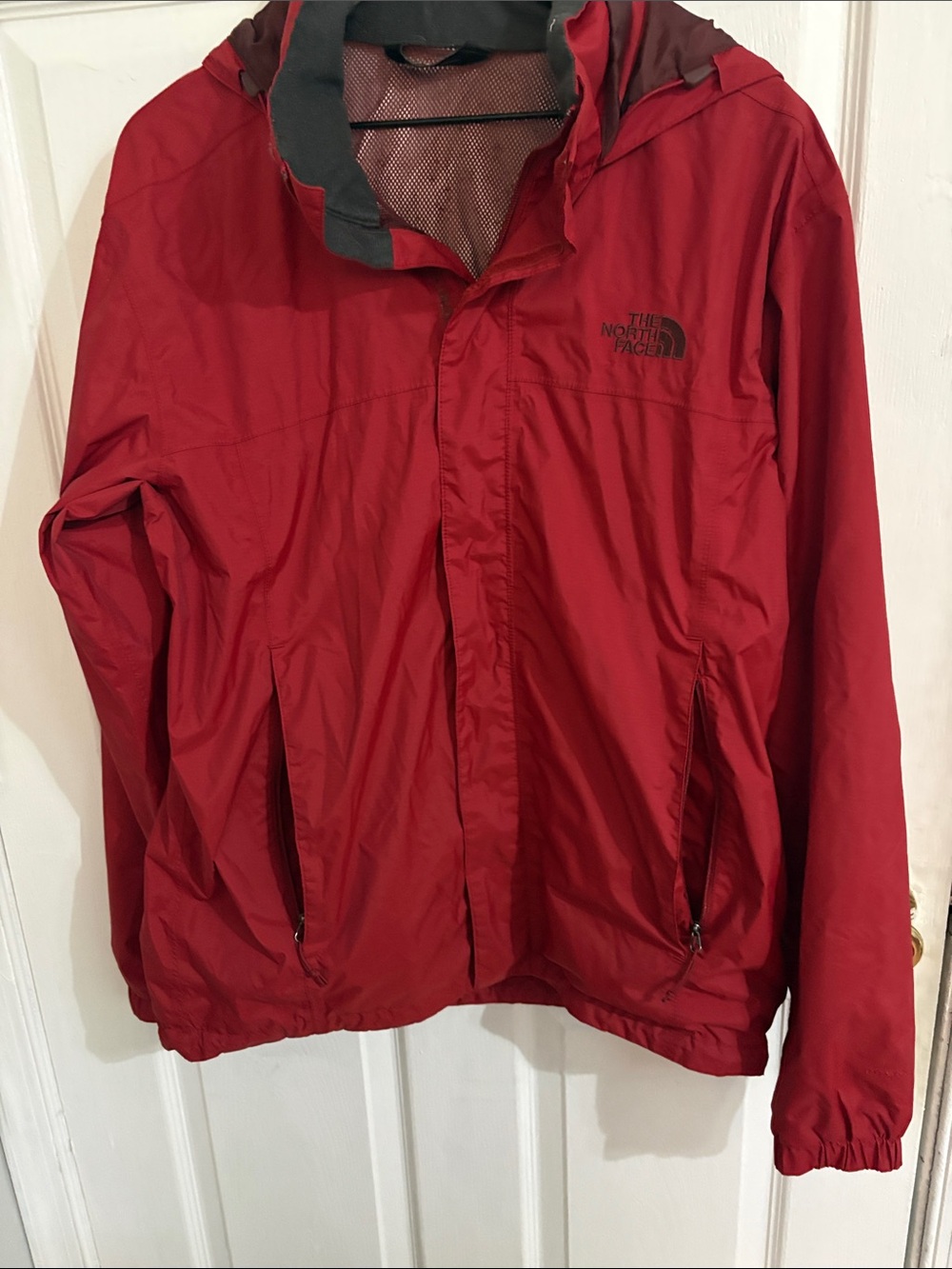 The North Face Men's Red Hooded Rain Jacket
